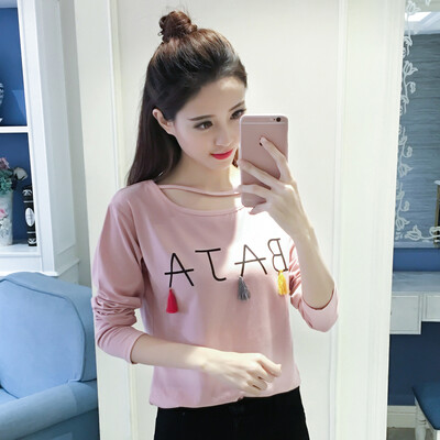 

VIVAHEART Korean T-shirt Tuxedo Long Sleeve Loose Casual Women's T-Shirt T-Shirt VWTC172336 Pink M