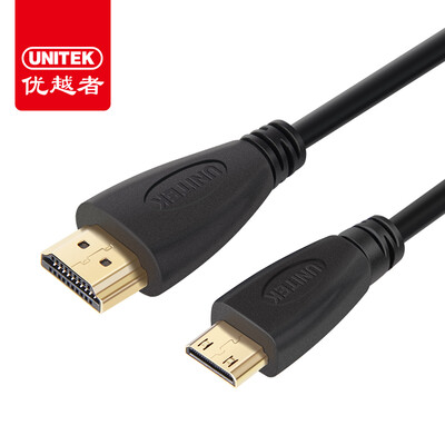 

(UNITEK) Мини-HDMI к HDMI-кабелю Мини-линия преобразования видео HDMI 1-метровый планшетный компьютер Доступ к ТВ-линии мини-двустороннее преобразование HD-линия черный Y-C151
