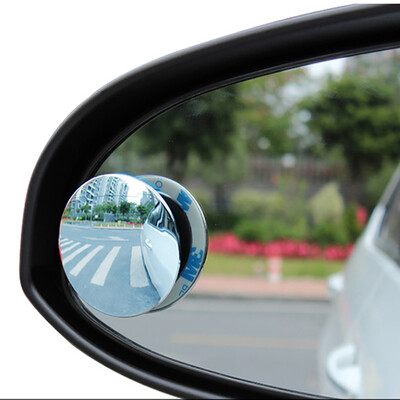 

KOOLIFE Car Rearview Small Mirror Borderless Round 5cm 360 Rotatable Wide Angle Blind Spotlight Universal White Blue 2pcs
