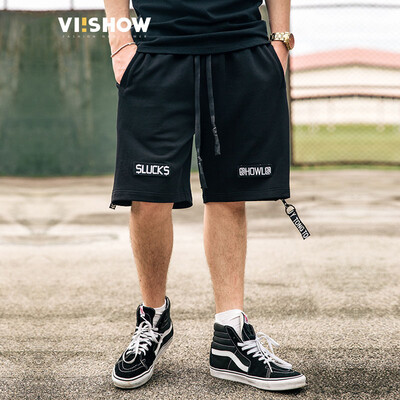 

Weixiu viishow casual shorts male alphabet embroidery tie drawstring men's pants KD12681721 black XL