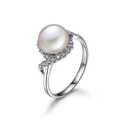 

Jingrun Pearl germination 7-8mmS925 silver inlaid freshwater pearl ring 15