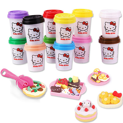 

Hello Kitty HelloKitty 12 чашка 2 унции пополнение комплекта детские игрушки цвет грязи глина грязи резиновый цвет грязи печати KT-8600