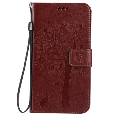 

Brown Tree Design Кожа PU флип крышки Кошелек Карты Держатель чехол для SAMSUNG J710