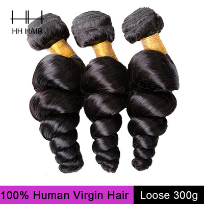 

HHHair Peruvian Loose Wave 3 Bundles Unprocessed Peruvian Virgin Hair Curly Weave Human Hair Peruvian Hair