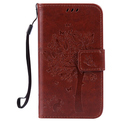

Brown Tree Design Кожа PU флип крышки Кошелек Карты Держатель чехол для SAMSUNG J120