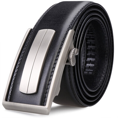 

Jingdong supermarket] cattle headed belt men's automatic buckle belt men business young pants men's first layer leather leisure 7098 black