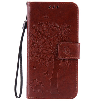 

Brown Tree Design PU Leather Flip Cover Wallet Card Holder Case for HUAWEI Y625