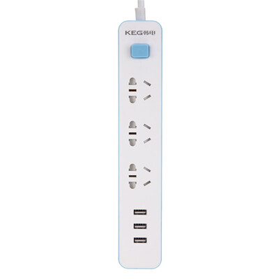 

Han Electronics KEG HD-ZSB-03KU3-B 18 m 3 hole 3USB intelligent active blue socket plug plug-in board power board
