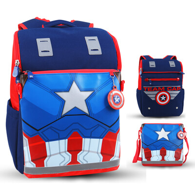 

Дисней (Disney) Captain America мужской портфель 2--4 Grade 2 съемный мешок плеча BA5038A синий сапфир с детьми