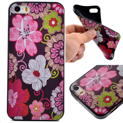 

Color flowers Pattern Soft Thin TPU Rubber Silicone Gel Case Cover for IPHONE 5/5S/5SE
