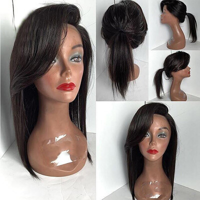 

Lace Front Human Hair Wigs with bangs For Black Women Brazilian Hair Straight Lace Front Wig With Baby Hair