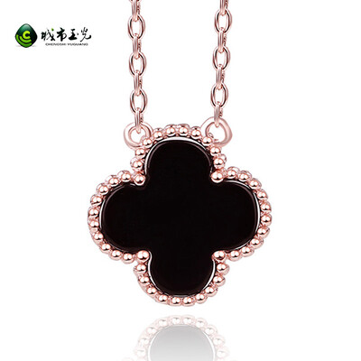 

City Jade 925 Silver Necklace Female Lucky Clover Pendant