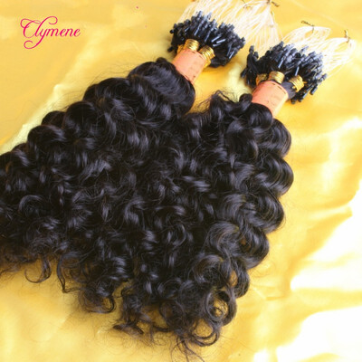

1g/strand Micro Loop ring hair Extensions High grade 100% Indian Curly hair vigrin human hair Extensions free shipping