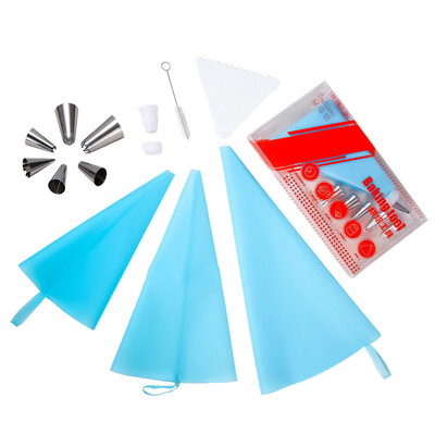 

Мешок для печенья Jekero (3 сумки и 6 наконечников) Комплект 10inch 12inch Cake / Cupcake Silica Gel Decorating Bags 8 in 1