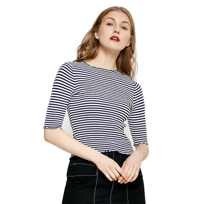 

UR Women&39s elegant Slim was thin round collar wild warm knit T-shirt WE40R9BN2000 blue S