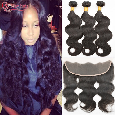 

Brazilian Virgin Hair With Closure 3 Bundles Brazilian Body Wave With Lace Frontal Closure With Baby Hair Brazilian Hair Weaves