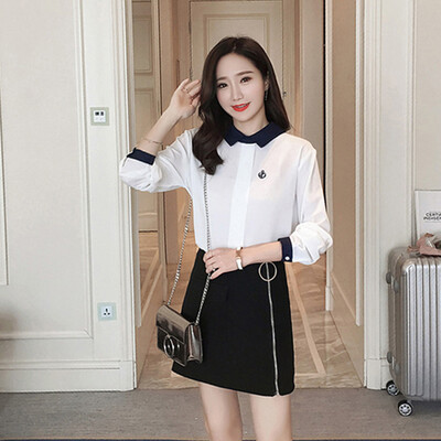 

Longyue women&39s wild long-sleeved shirt Slim simple temperament chiffon shirt LWCC173410 white