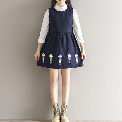 

CITYPLUS School of Arts&Arts Fan embroidery college wind vest dress female CWQZ16Q454 possession of blue