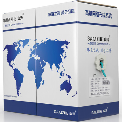 

Shanze (SAMZHE) SZ-T6305 оригинальный экологически чистый CAT6 шесть типов Gigabit без защитного чистого бескислородного медного высокоскоростного кабеля 305 метров / коробка светло-зеленый