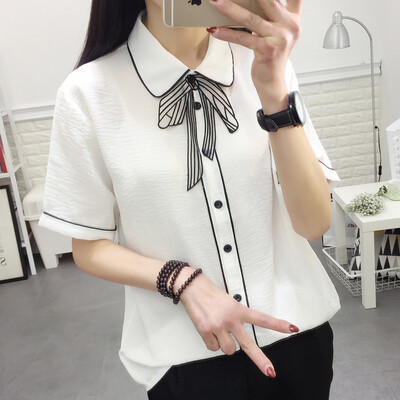 

Футболки рубашки прилива VWCD174237 VIVAHEART белый галстук корейских женщин с короткими рукавами рубашки Размер