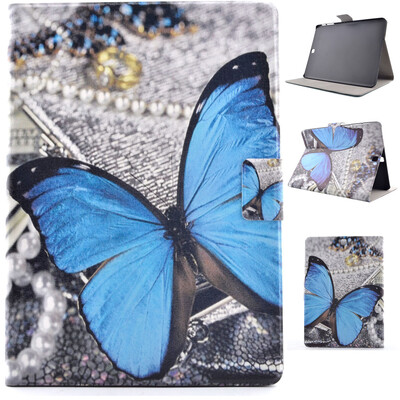 

Blue Butterfly Style Classic Flip Cover with Stand Function and Credit Card Slot for Samsung Galaxy Tab S2 T815C