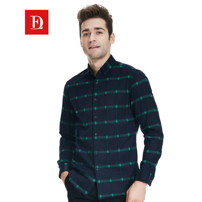 

BAOLUOFADI Men's Long Sleeve Shirt Business Plaid Slim Shirt