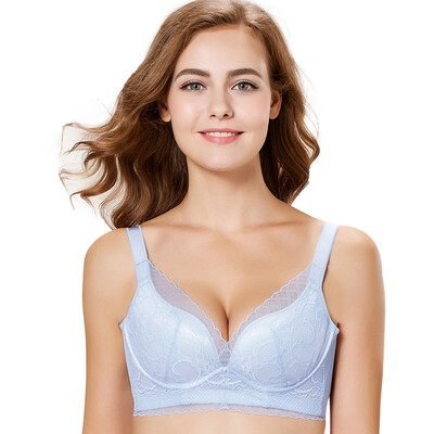 

Urban beauty gathered in bra women in the mold cup soft steel ring deep V sexy gather underwear 2B7519 light blue 75A
