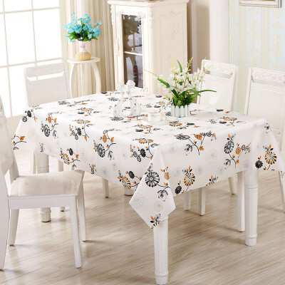 

Qiwei PVC Table Cloth Waterproof Anti-Oil Black&Orange Flowers Pattern 130180cm105150cm 2-PCS Set