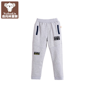 

Yu Zhaolin children's sweater pants boy pants wild sweater sanding single pants YH56T0770 letters anchor flowers gray 150