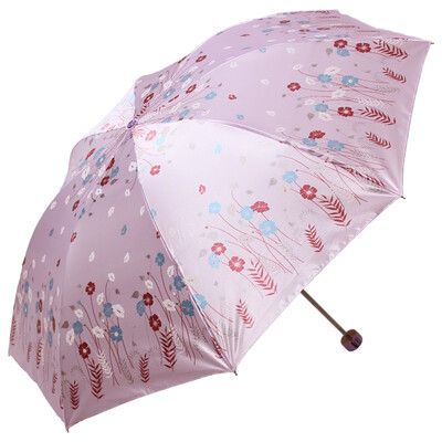 

[Jingdong supermarket] paradise umbrella color Ding Gaomi polyester anti-ultraviolet three fold umbrella umbrella umbrella pink 308T