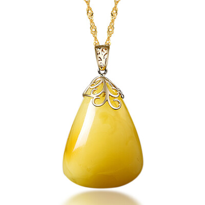 

Oupai Ni chicken oil yellow water drops amber original stone lady paragraph pearl pendant no optimization without roasted with the certificate Z00721