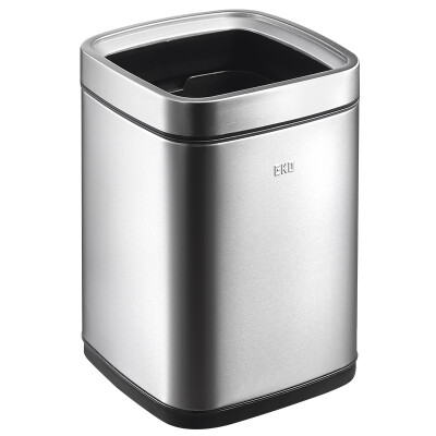 

EKO trash cans household stainless steel double non-covered trash cans European square garbage basket 9088MT (sand steel) 9L