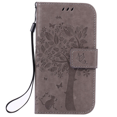 

Gray Tree Design PU Leather Flip Cover Wallet Card Holder Case for SAMSUNG S4