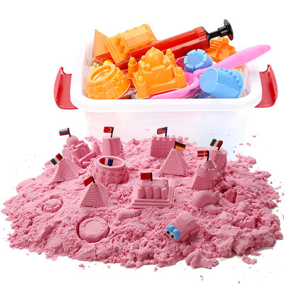 

Мама и папа (babamama) цветного песка цвет грязи костюм DIY игрушки свет глины песка 4 кг, нагруженные 90 пресс-формы для хранения коробки B3002 Rose