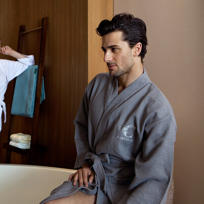 

SANLI belt summer sleep cotton bathrobe
