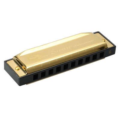 

MyMei Gold Metal 10 Holes Harmonica Key Of G Major Diatonic Mouth Harp Carrying Case