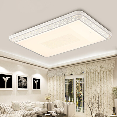 

Three male aurora led ceiling lamp Iron hollow creative maple leaf rectangular living room lights master bedroom lights dimming color 96W white