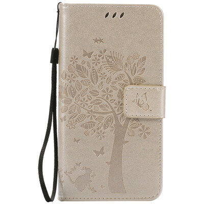 

Gold Tree Design PU Leather Flip Cover Wallet Card Holder Case for HUAWEI P9