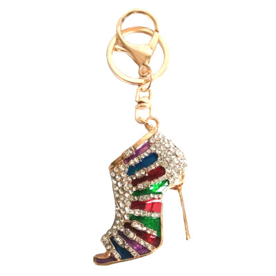 MyMei Crystal Diamante Rhinestone Shoe High Heel Charm Bag Pendant Key Ring Chain Gift