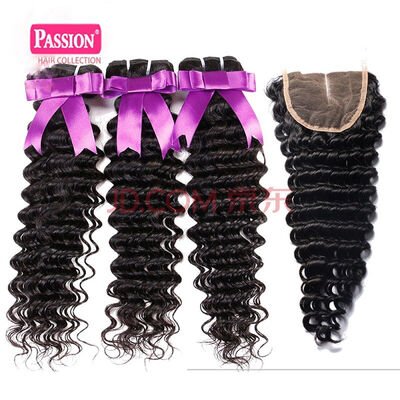 

Brazilian Deep Wave With Closure 3 Bundles Deep Wave Virgin Hair With Closure 8A Brazilian Human Hair Bundles With Closure