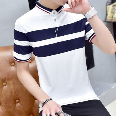 

DAVID.ANN Short Sleeve T-Shirt Men's Lapel Shirt Shirt Short Sleeve POLO Shirt Colorful Short Sleeve T-Shirt Male 1702 White XXL