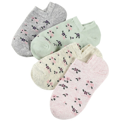 

Jingdong supermarket] red bean socks boat socks female 2017 spring and summer new casual cotton socks fashion hit color stitching breathable stealth socks H7W104 four pairs of uniforms