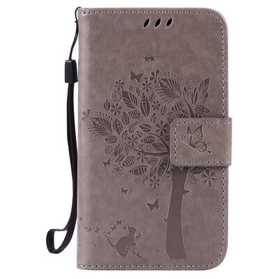 

Gray Tree Design PU Leather Flip Cover Wallet Card Holder Case for SAMSUNG J120