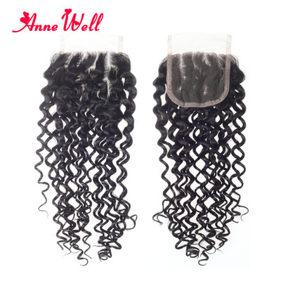 

7A Virgin Peruvian Kinky Curly Closure 100 Human Hair Lace Closure 4X4 Kinky Curly Lace Closure Bleached Knots Free Middle 3 Part