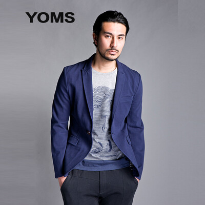 

(YOMS) suits men's England fashion casual self-cultivation a buckle color yarn combing cotton small suit jacket 52233009 possession of green M