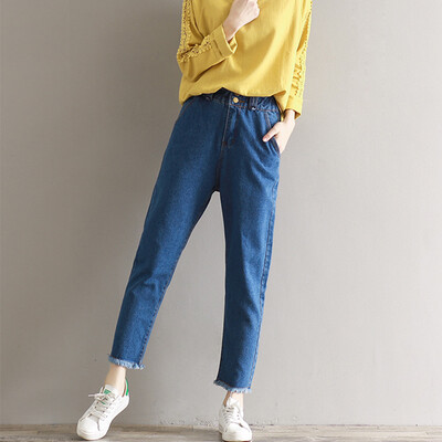 

CITYPLUS Arts&Mori Women&39s Wild Harlan Pants Loose Waist Pool Loose Nine Pants Jeans CWKN172450 Blue M
