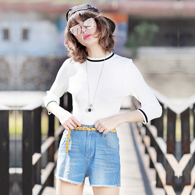 

Ди Рис (Ditto) TNAF230 окантовка весной и летом 2017 года новые джинсовые шорты женская талия синий L