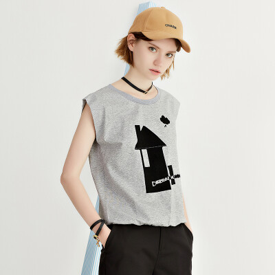 

Yixiang Liying 2017 summer new short-sleeved T-shirt 160431209 gray XS