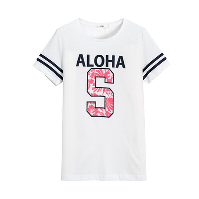 

Semir Semir short sleeve T-shirt summer ladies round neck letters printed straight t-shirt Korean version 12216000038 ice blue