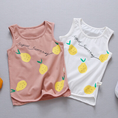 

Ouma babe girls short - sleeved T - shirt vest children 's clothing summer women 2 loaded M0062 white powder